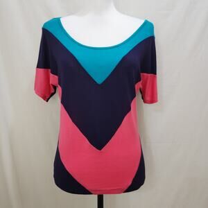 Love J Striped Colorblock Chevron Retro T-shirt, Small